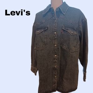 Levi's 1X Women's Western Denim Shirt Jacket Blue